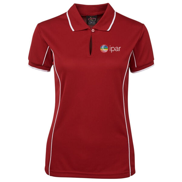 Pride Logo - Ladies Polo - Dark Red/White Thumbnail